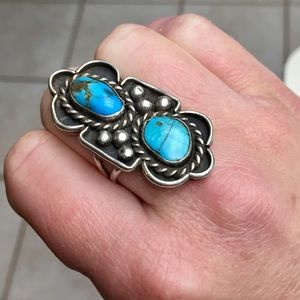 Vtg Navajo Turquoise & Sterling Silver Ring